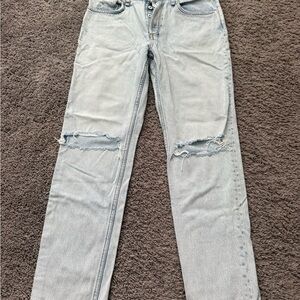 rag & bone Light Blue Ripped Straight Leg Jeans